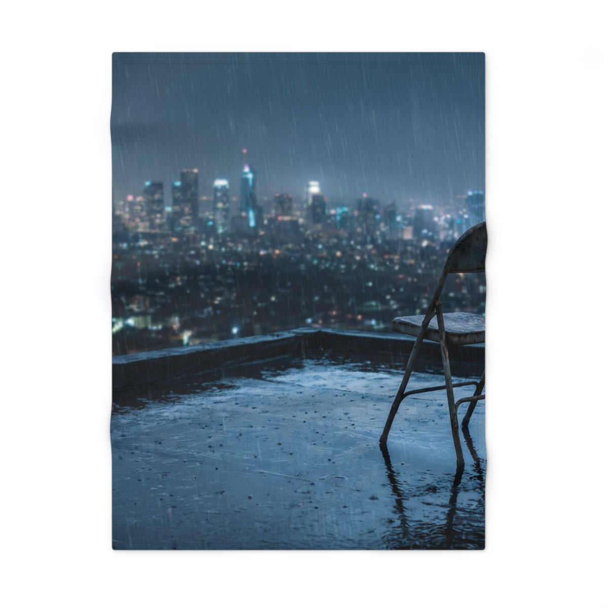 Rainy City Skyline Fleece Baby Blanket