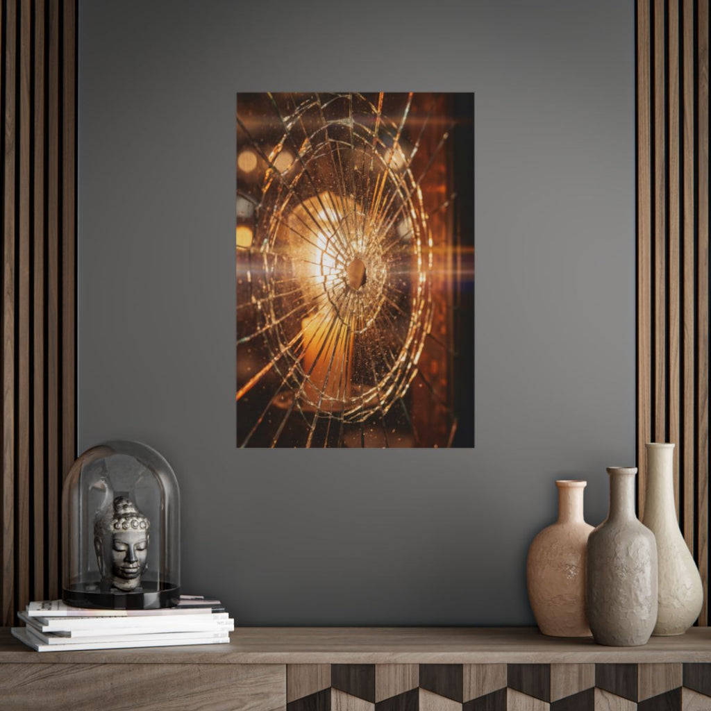 Unframed Posters - Golden Fracture Shattered Glass Art... |...