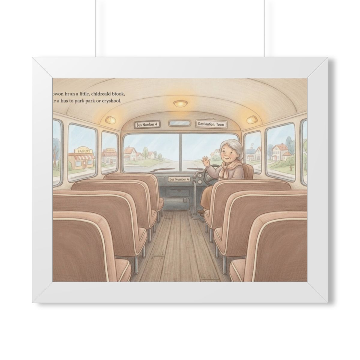 Framed Horizontal Poster - Storybook Bus Ride Whimsical Wall...