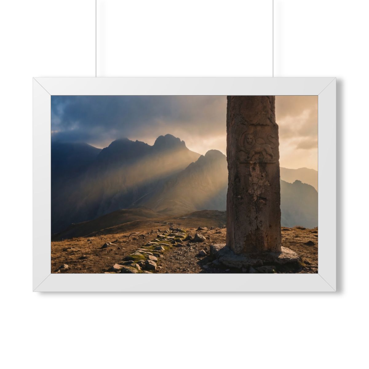Framed Horizontal Poster - Mystic Monolith Ancient Persian...