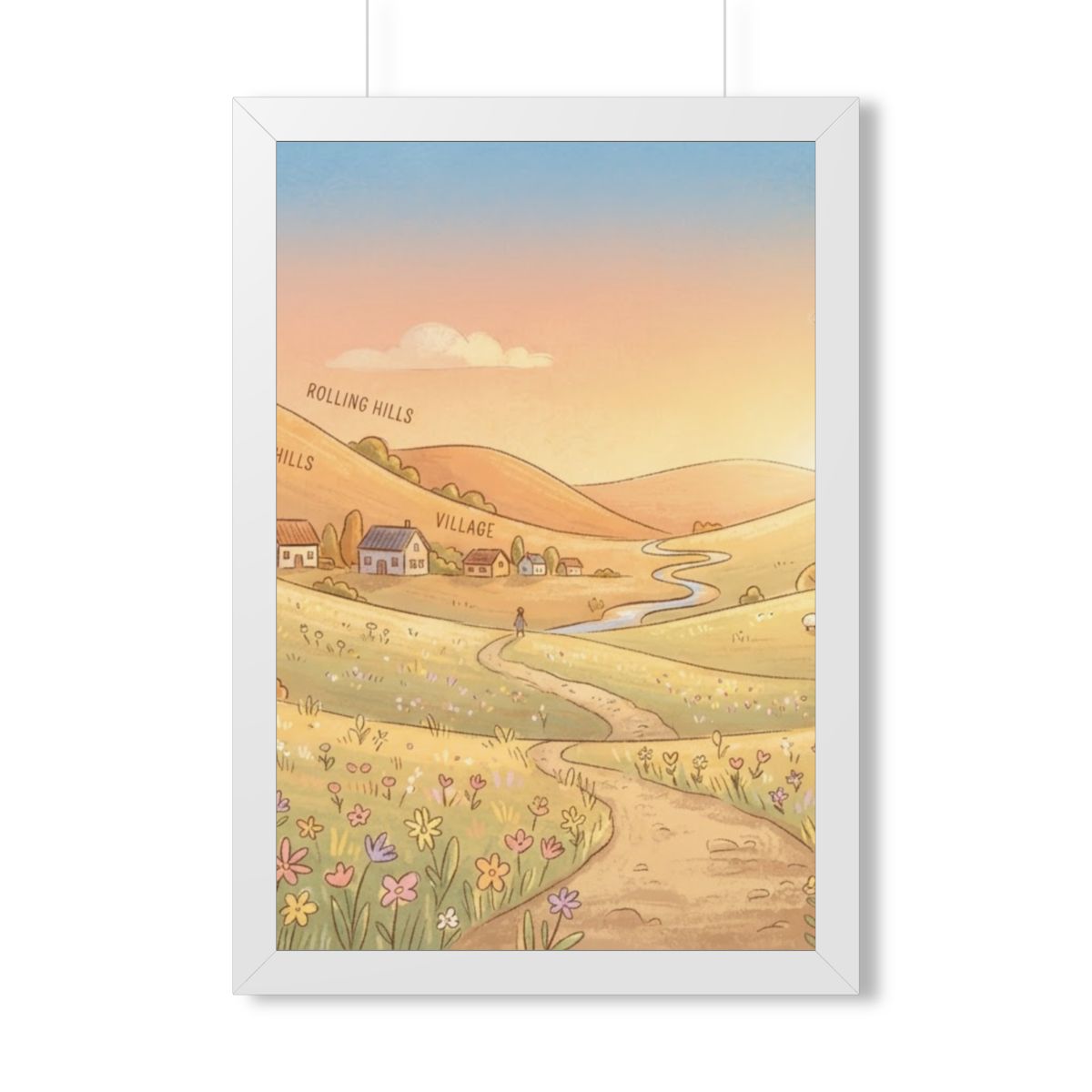 Framed Vertical Poster - Sunset Valley Vista — White (11×14...