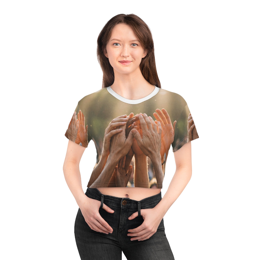 Crop Tee - Golden Rays of Unity Wall Art | Echovira Gallery