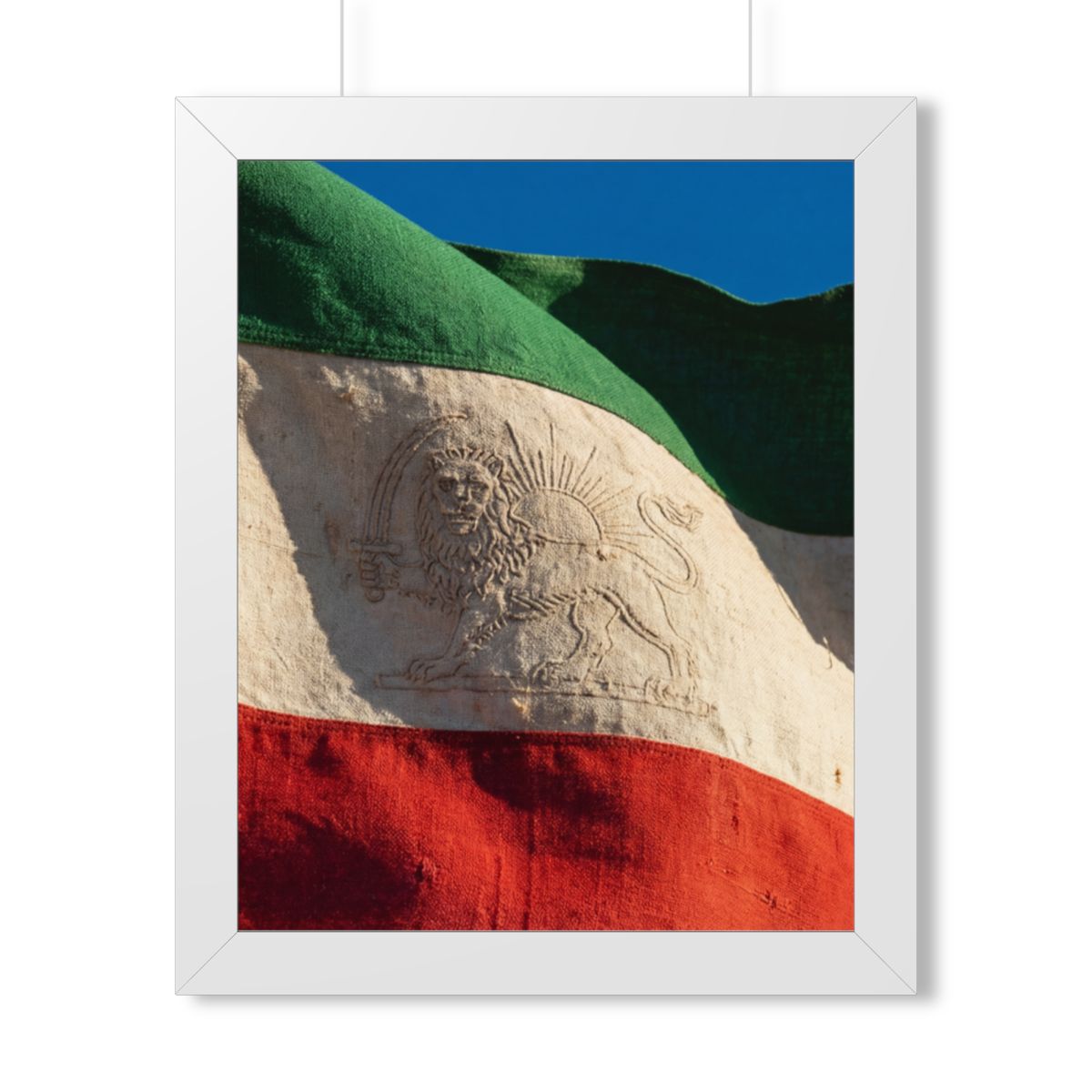 Framed Vertical Poster - Vintage Persian Lion and Sun Flag...