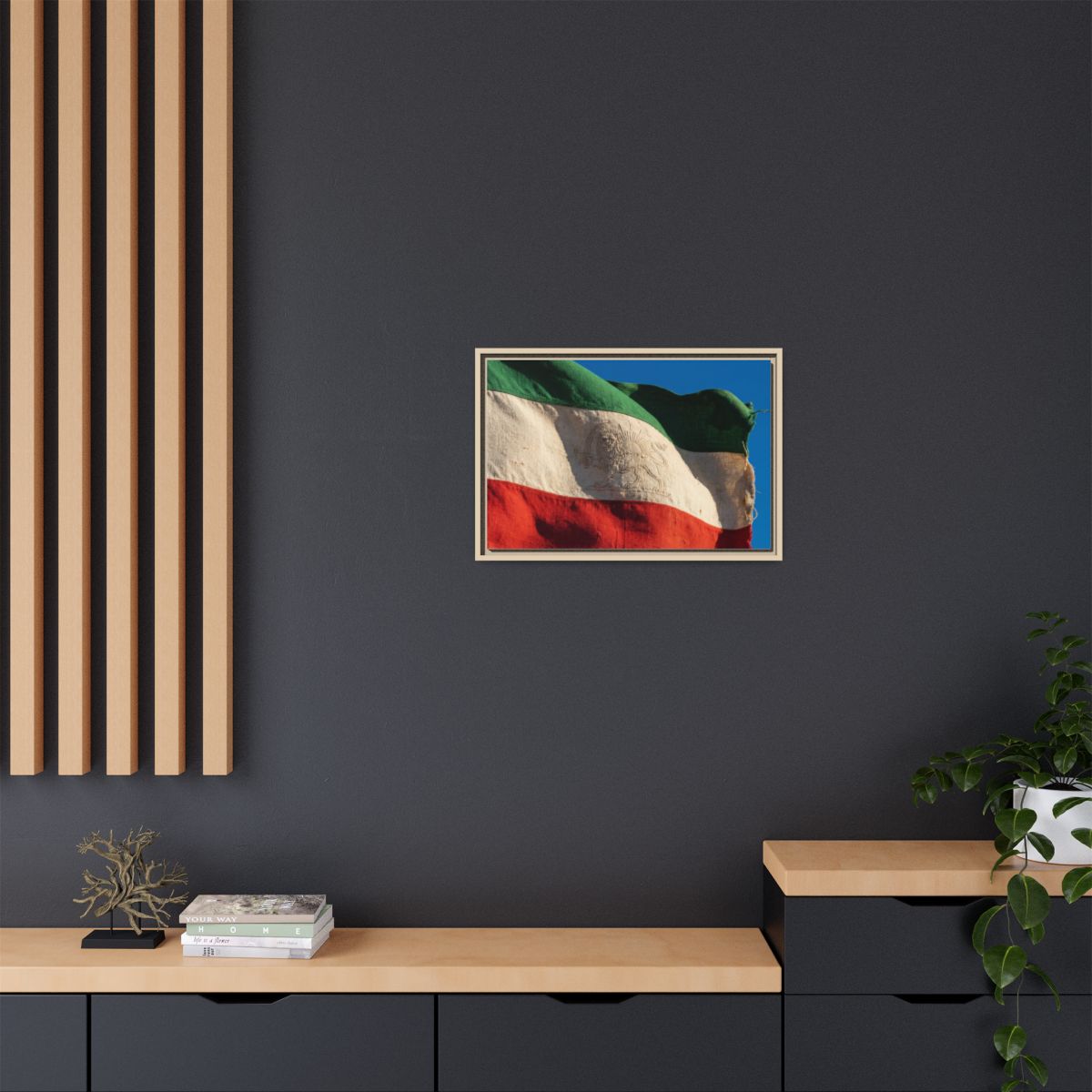 Framed Canvas Art - Distressed Flag — Natural / 1.25"