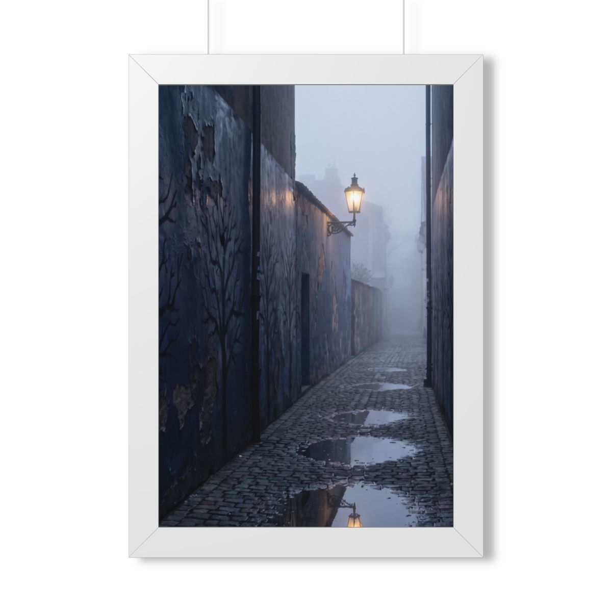 Framed Vertical Poster - Cobblestone in Mist — White (11×14...