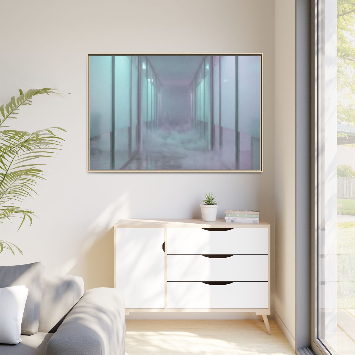Matte Canvas, Framed - Liminal Corridor Fog Art Print —... |...