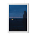 Framed Vertical Poster - Rainy Dusk Silhouette — White... |...