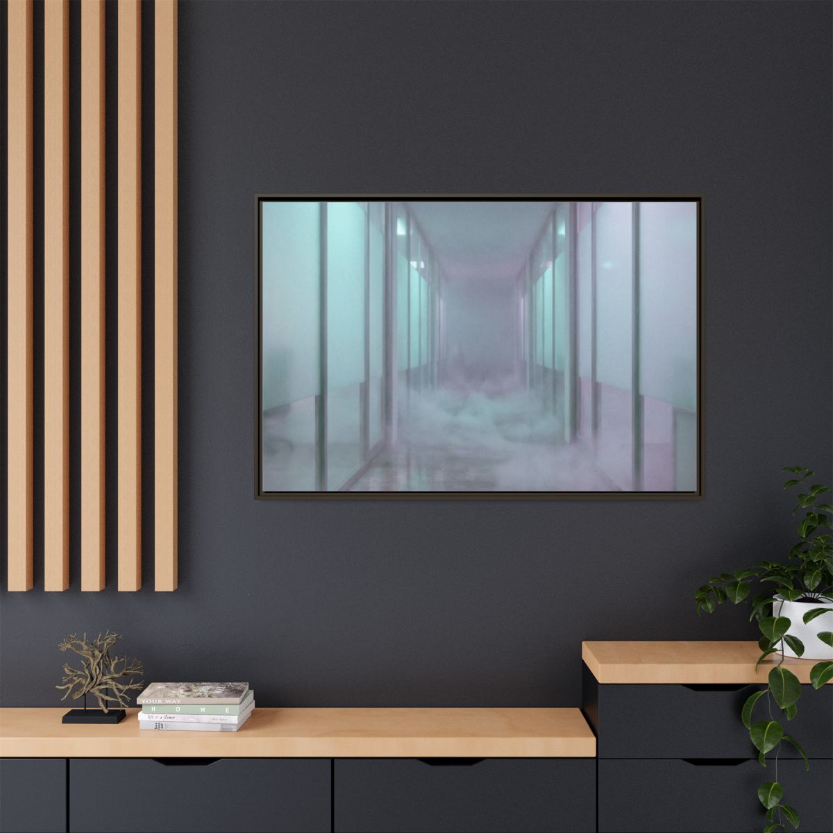 Matte Canvas, Framed - Liminal Corridor Fog Art Print —... |...
