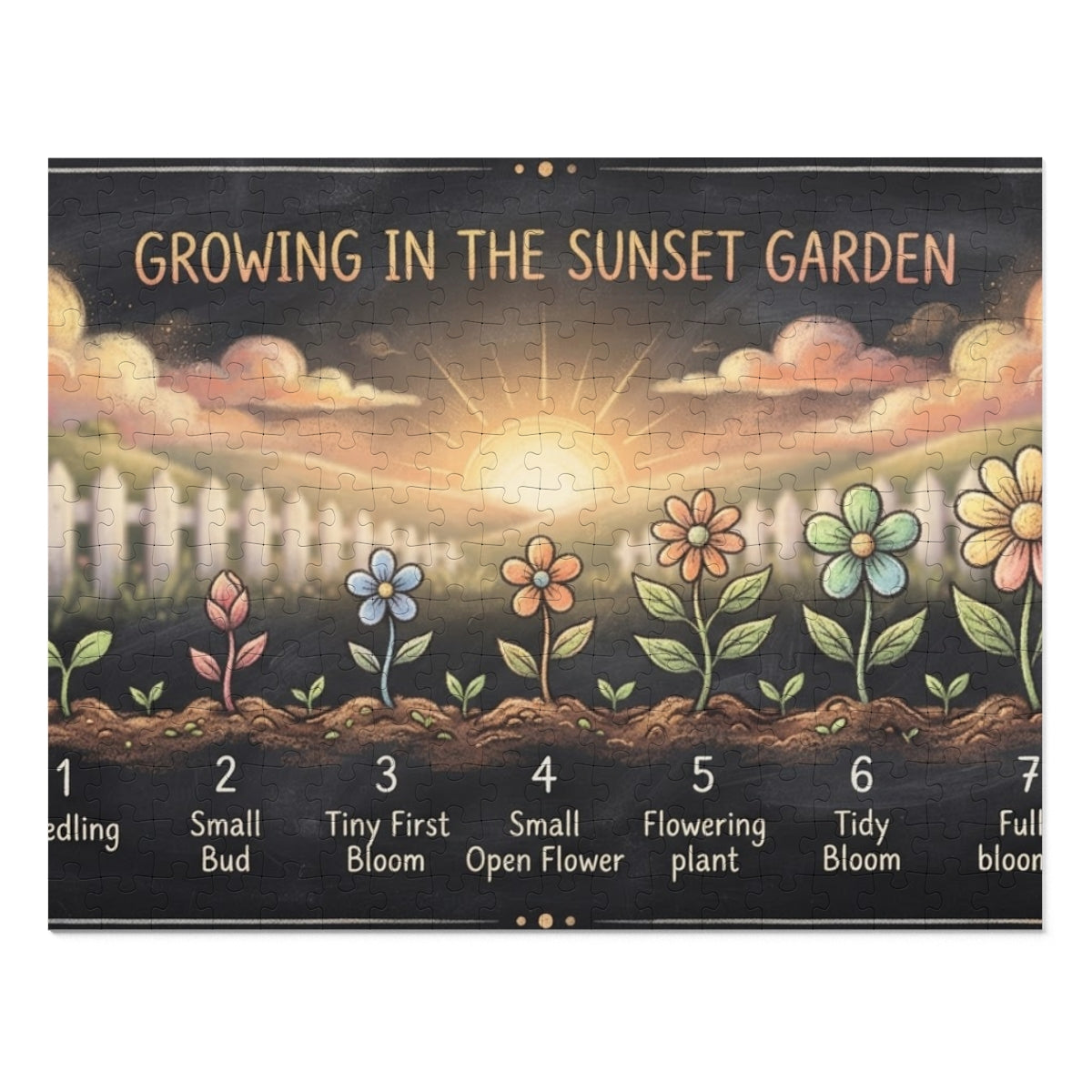 Jigsaw Puzzle with Tin - Sunset Garden Bloom (30, 110, 252...