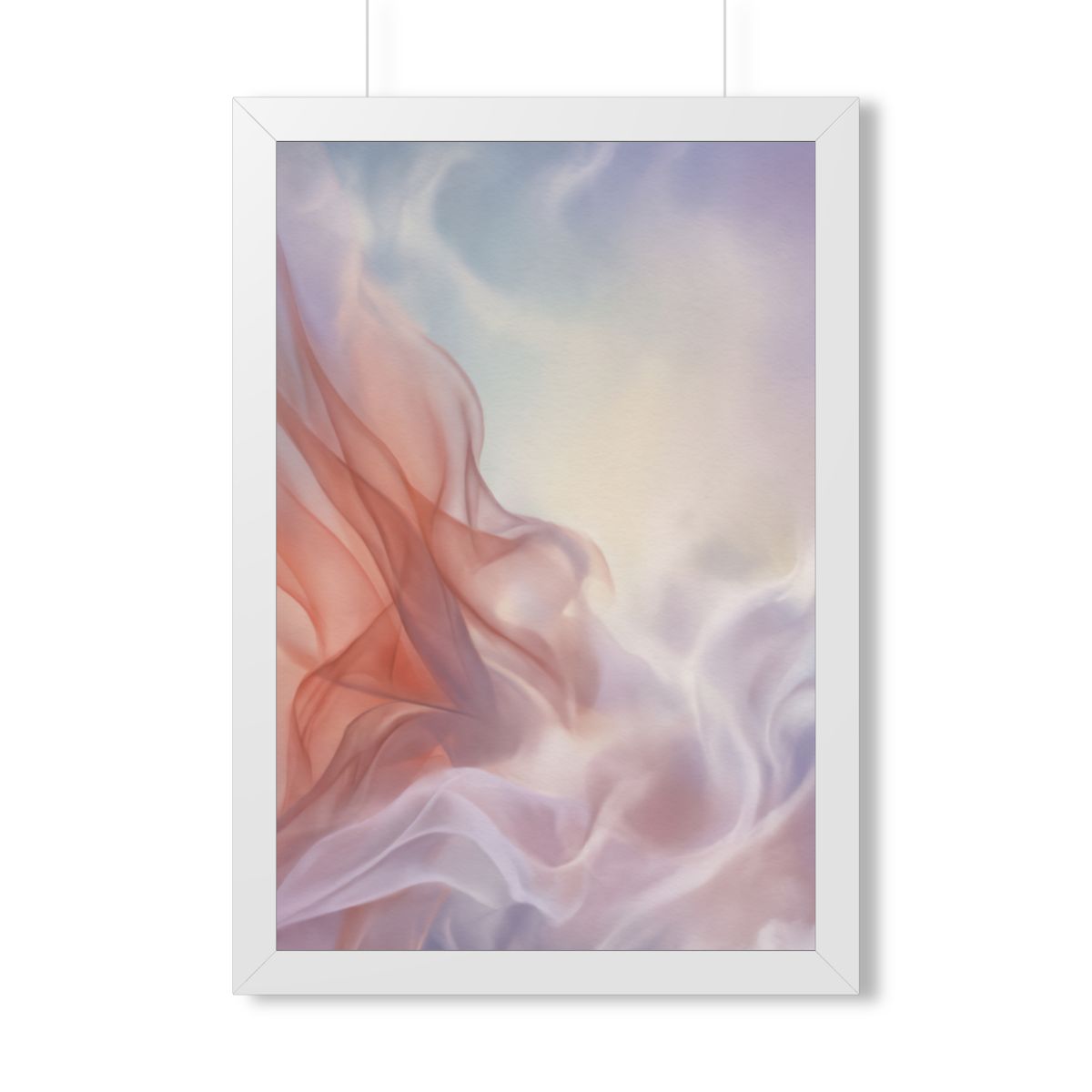 Framed Vertical Poster - Ethereal Silk Flow Pastel... |...