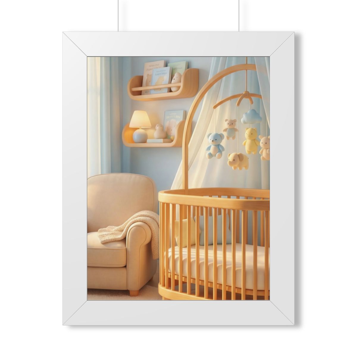Framed Vertical Poster - Dreamy Serene Nursery Art — White...