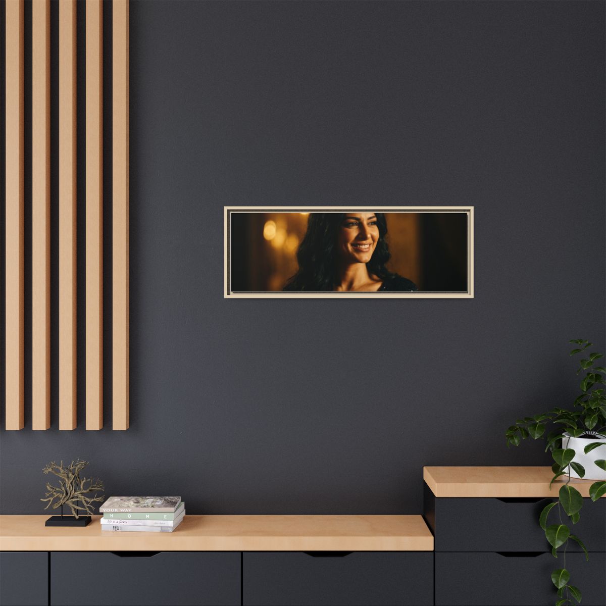 Framed Canvas Art - Golden Glamour — Natural / 1.25"