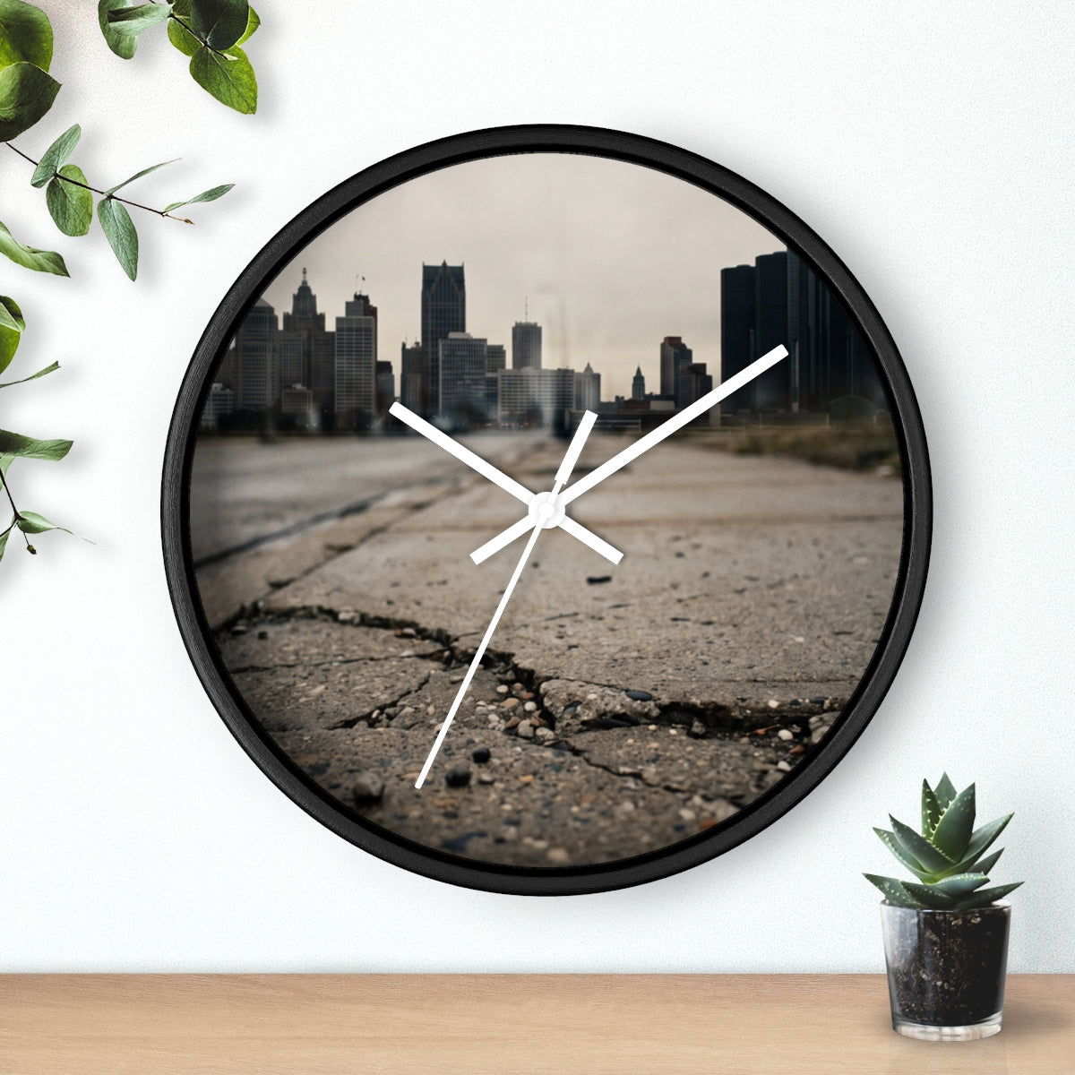 Wall Clock - Urban Skyline Horizon | Echovira Gallery