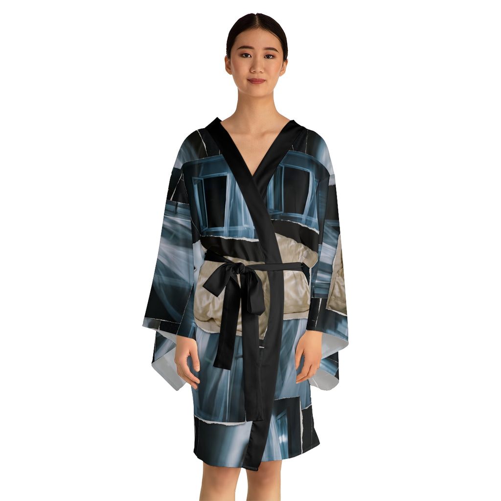 Long Sleeve Kimono Robe - Midnight Window and Silk Pillow......