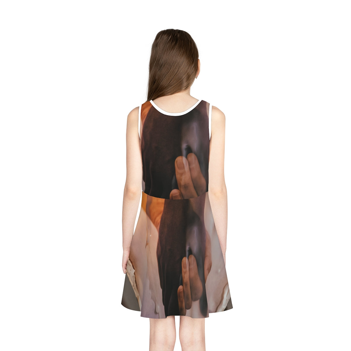 Girls' Sleeveless Sundress with Intimate Hands Art