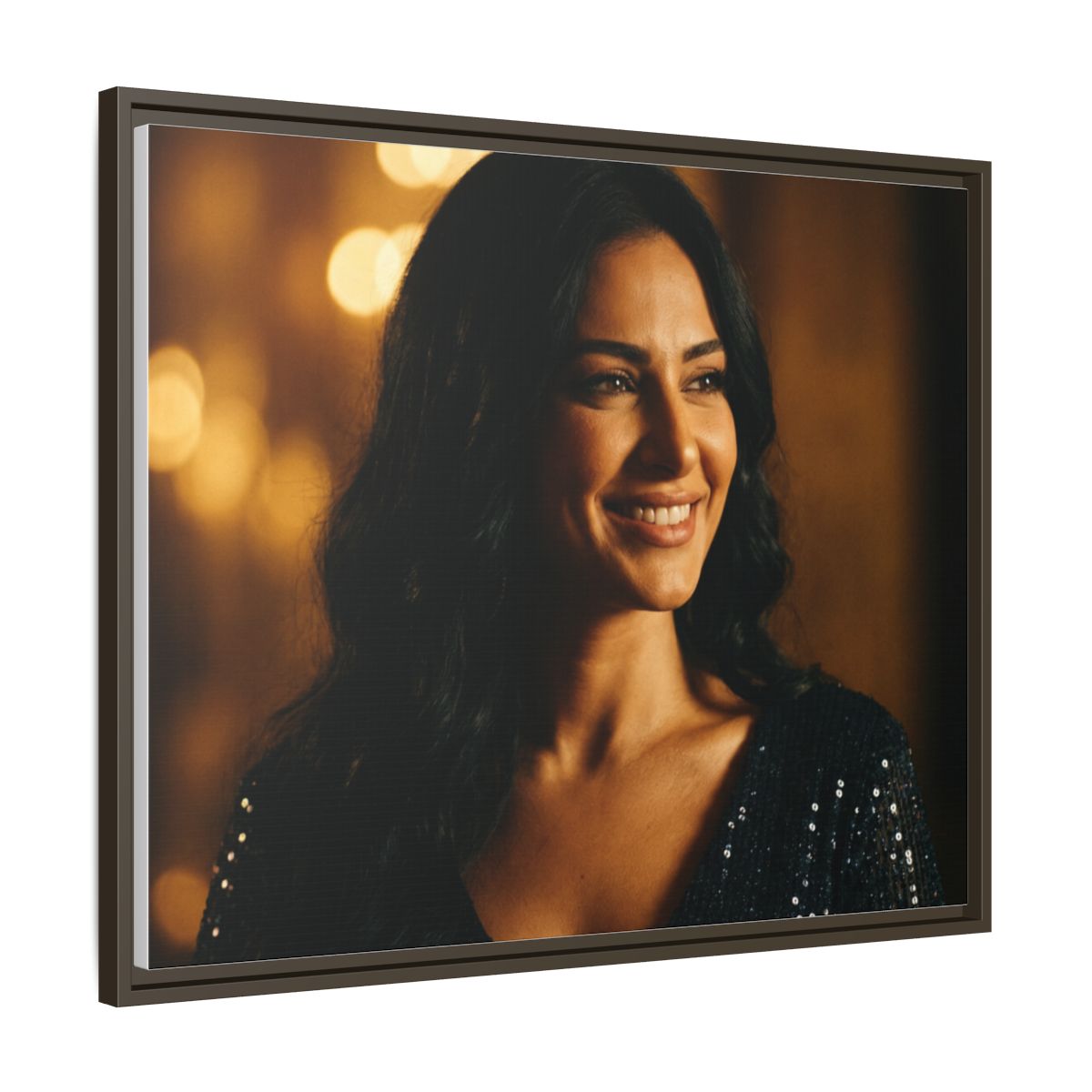 Framed Canvas Art - Golden Glamour — Espresso / 1.25"