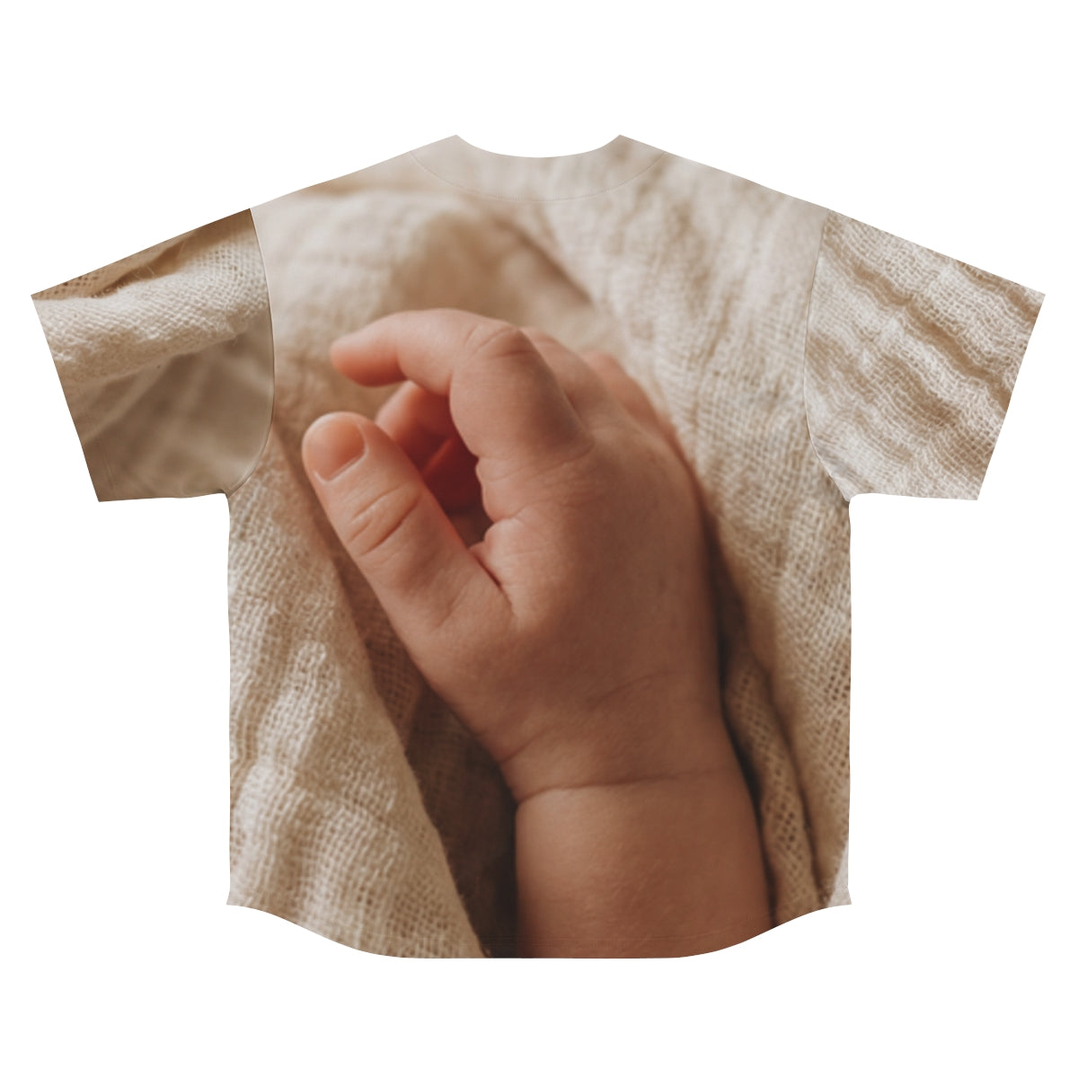 Men's Baseball Jersey - Tender Newborn Hand in Soft Muslin...