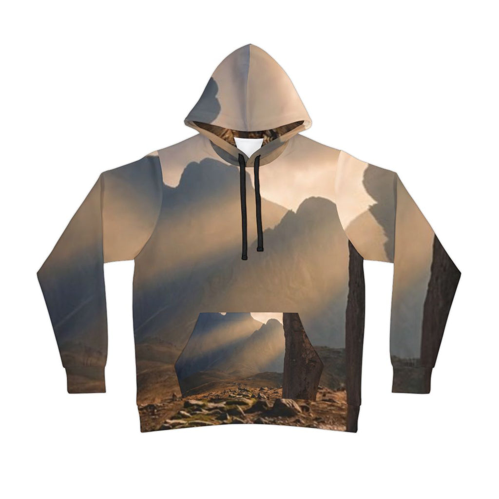 Men's Athletic Hoodie - Ancient Stone Column Mountain Sunset...