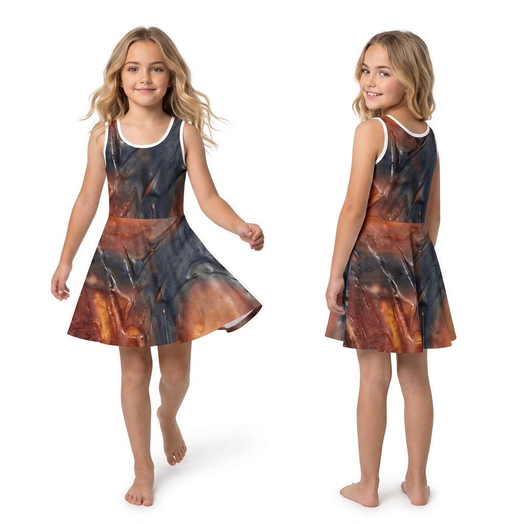Robe d'été sans manches fille - Art encaustique ambre
