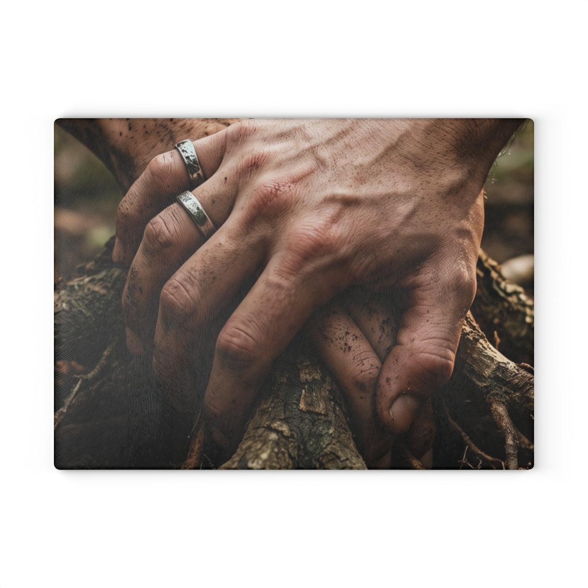 Glass Cutting Board with Forest Roots Art