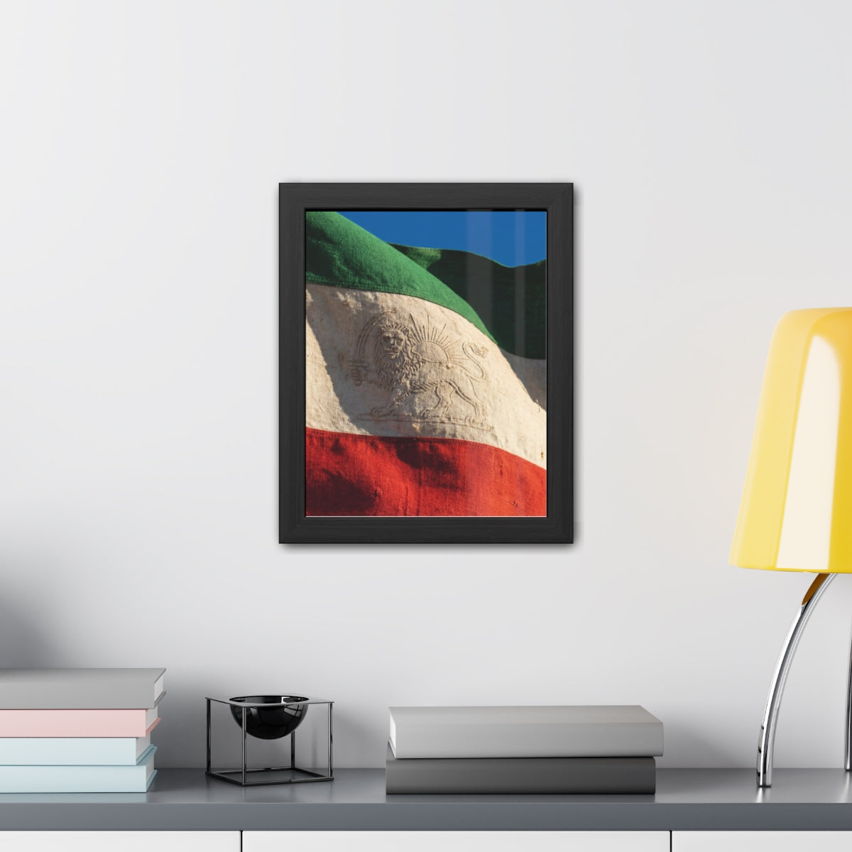 Framed Posters - Vintage Persian Lion and Sun Heritage Flag...