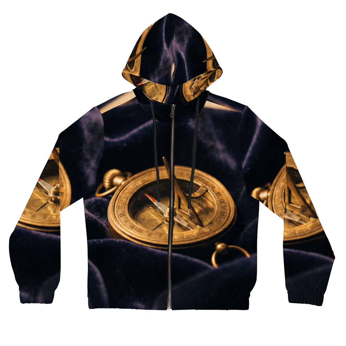Women's Full-Zip Hoodie Brass Sundial Art