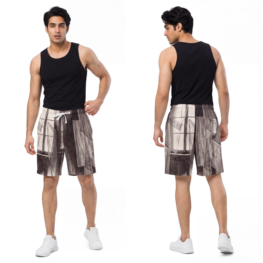 Men's Athletic Long Shorts - Spectral Veils | Echovira...