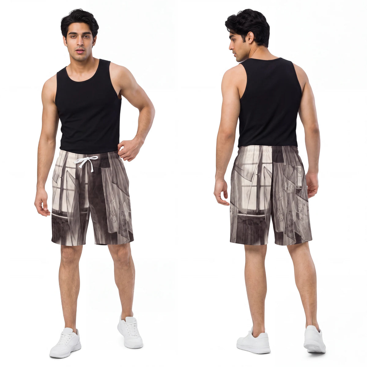 Men's Athletic Long Shorts - Spectral Veils | Echovira...