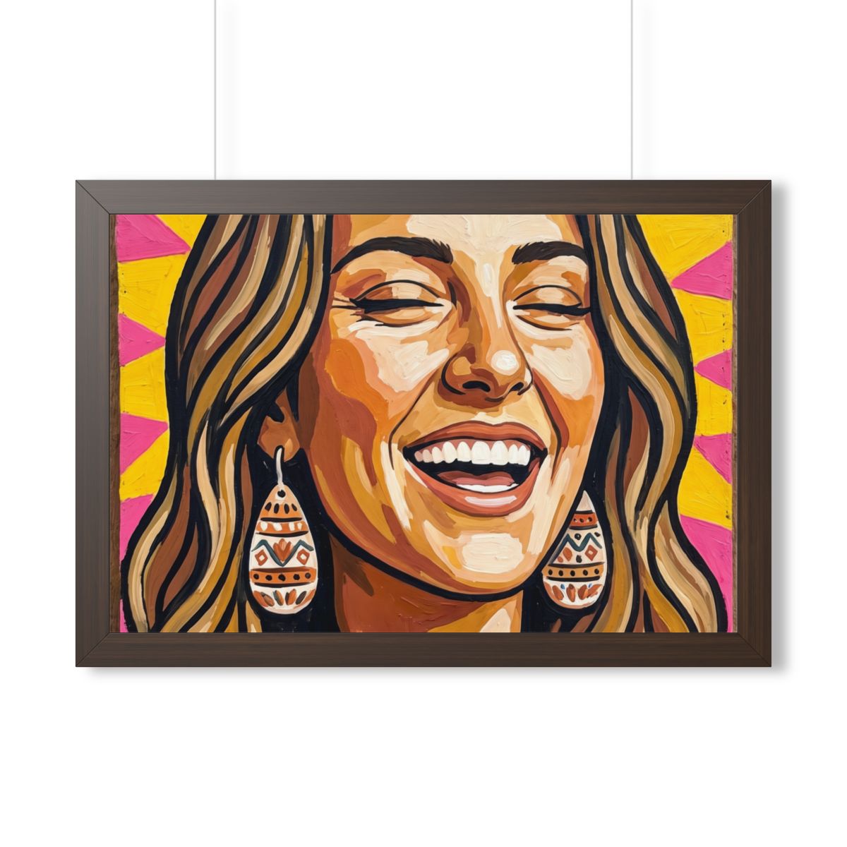 Framed Horizontal Poster - Radiant Joy Boho Pop Art Portrait...