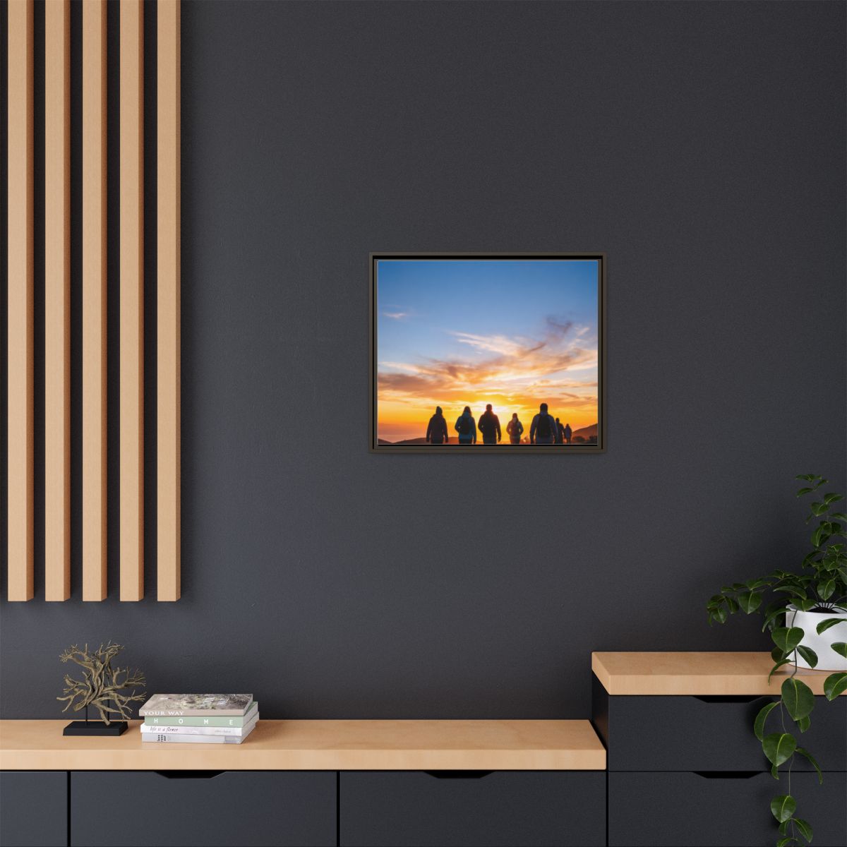 Framed Canvas - Sunset Silhouette — Espresso / 1.25"
