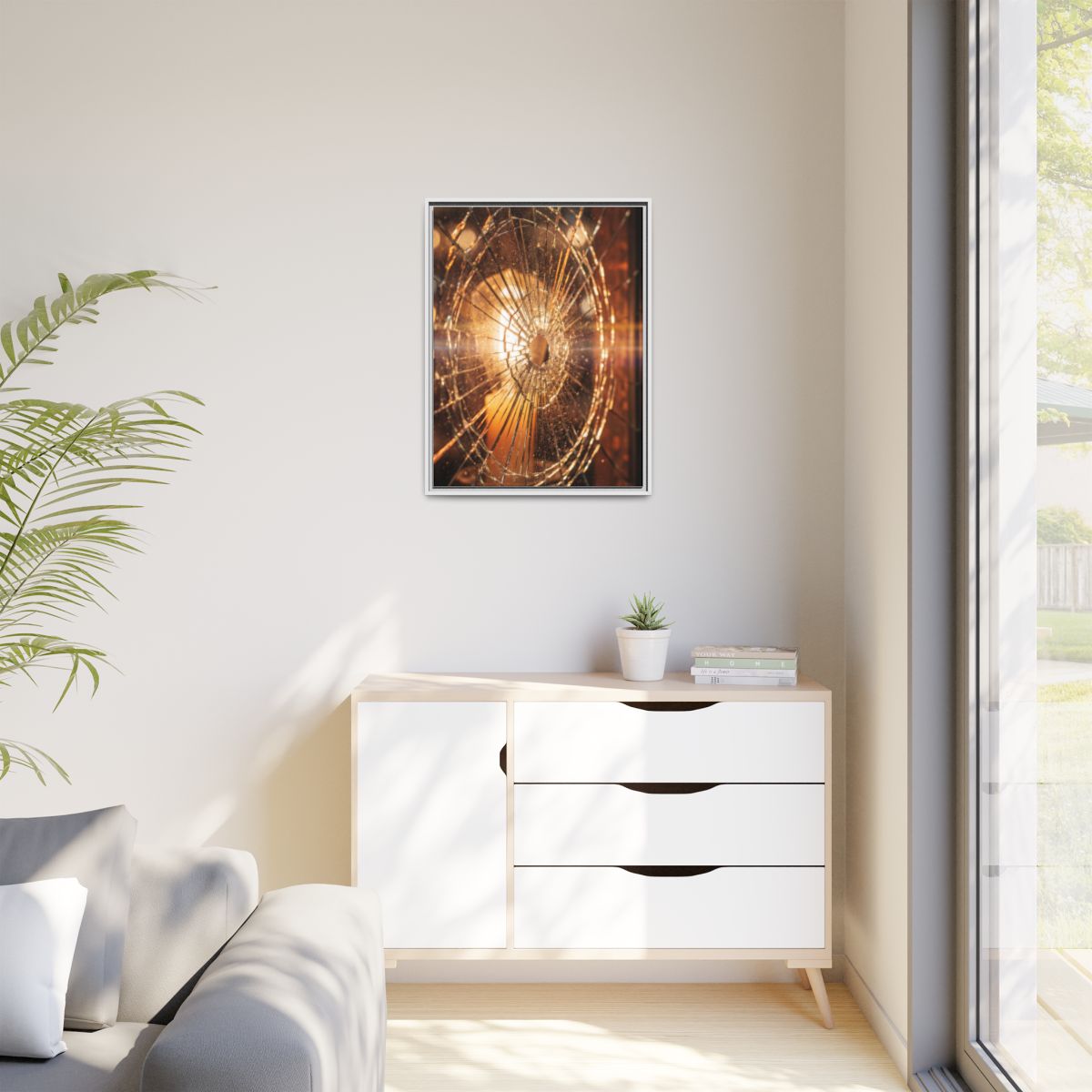 Matte Canvas, Framed - Golden Fractured Art — White / 1.25"...