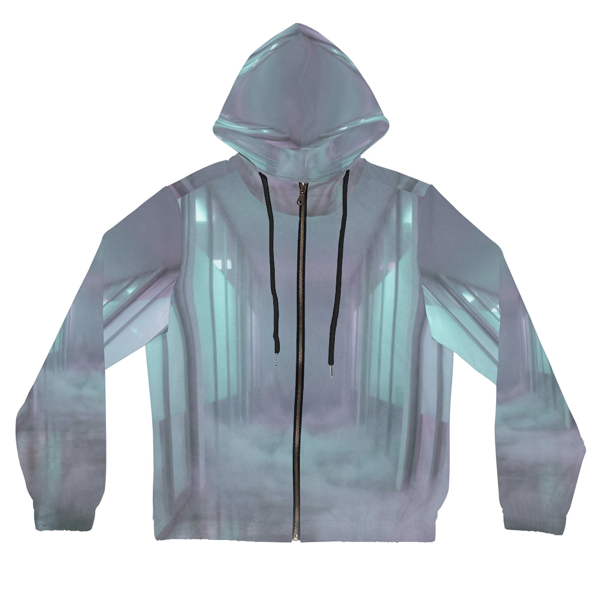 Women's Full-Zip Hoodie - Liminal Corridor Fog Art Print |...