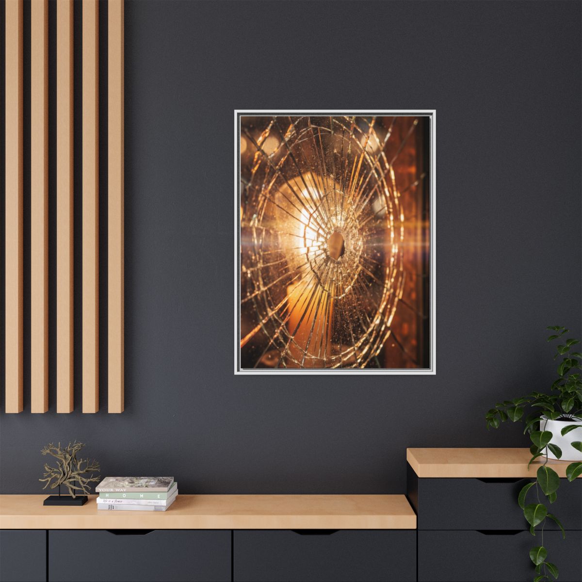 Matte Canvas, Framed - Golden Fractured Art — White / 1.25"...