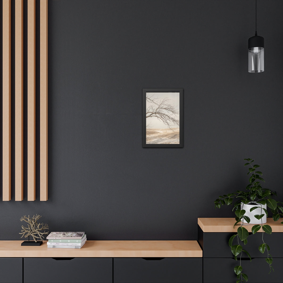 Framed Poster - Minimalist Winter Tree — Portrait