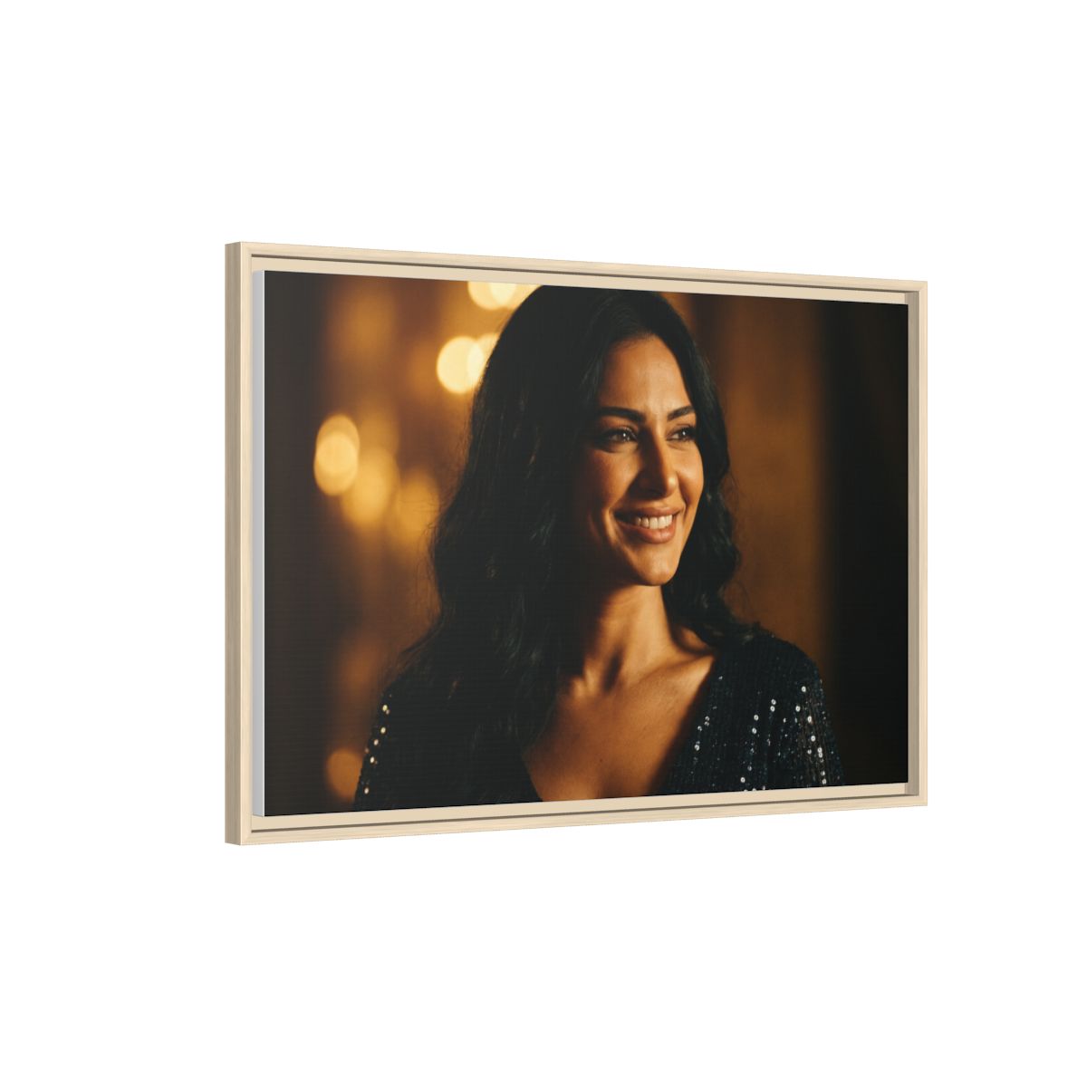 Framed Canvas Art - Golden Glamour — Natural / 1.25"