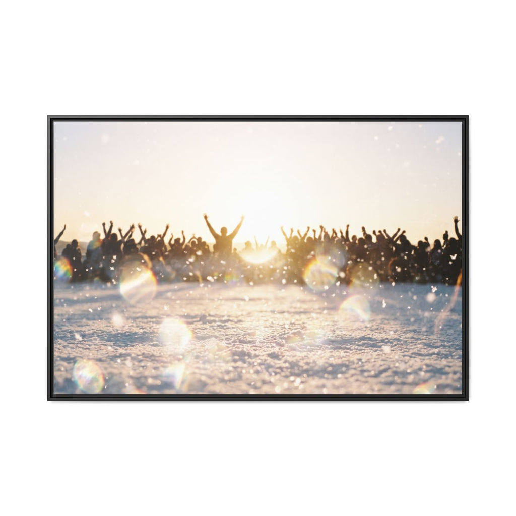 Framed Matte Canvas Landscape Crowd Art