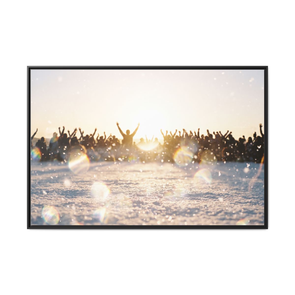 Framed Matte Canvas Landscape Crowd Art