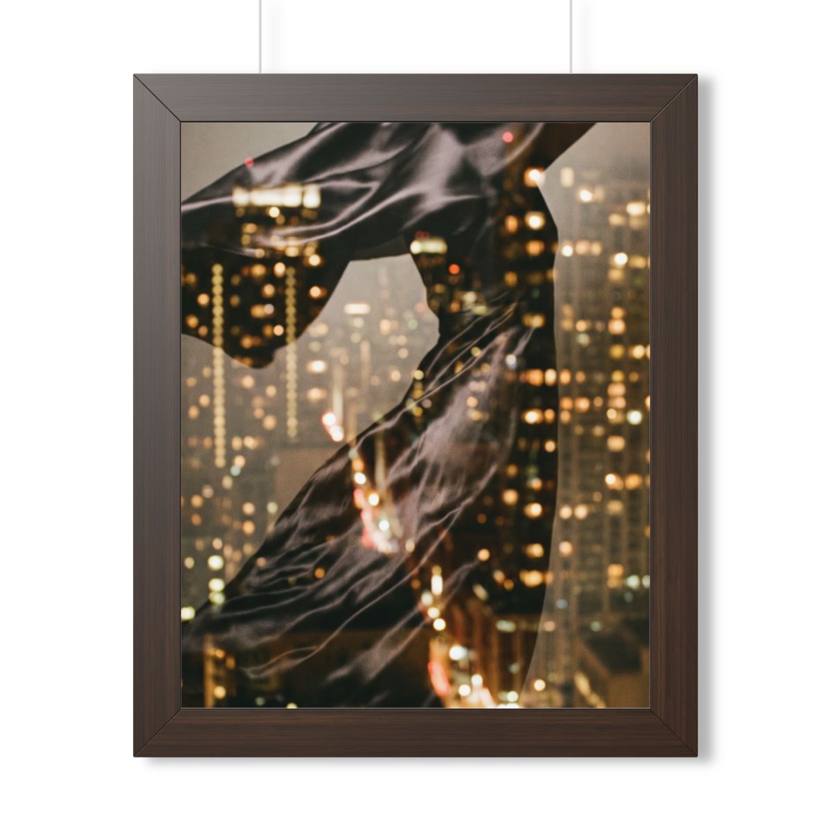 Framed Vertical Poster - Nocturnal City Metamorphosis Art —...