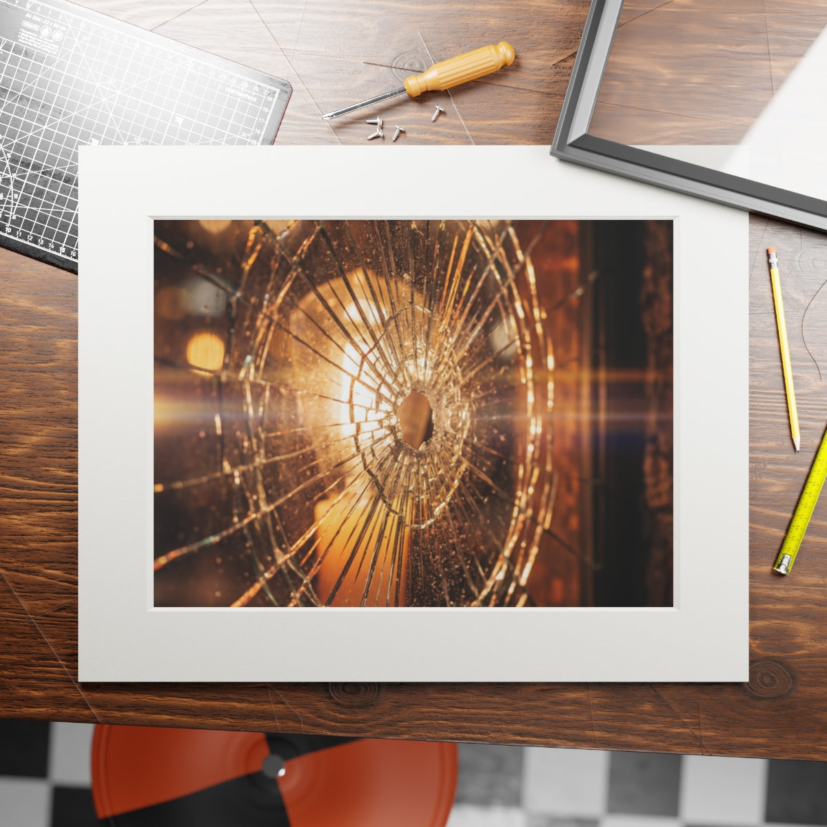 Fine Art Prints - Golden Fracture Shattered Glass Art —... |...
