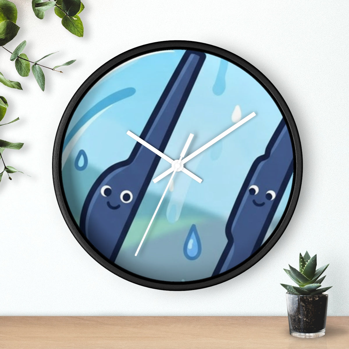 Wall Clock - Cheerful Rainy Bus Wipers | Echovira Gallery