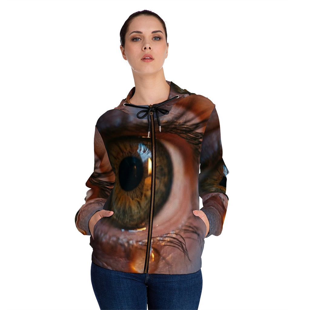 Women's Full-Zip Hoodie - Amber Iris Reflection Fine Art......