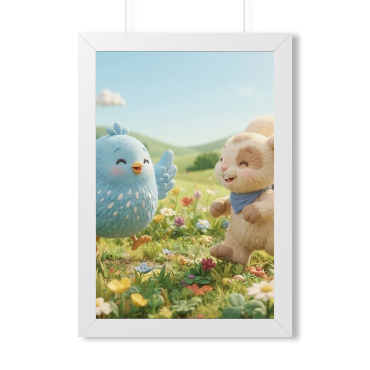 Framed Vertical Poster - Meadow Friends View — White (11×14...
