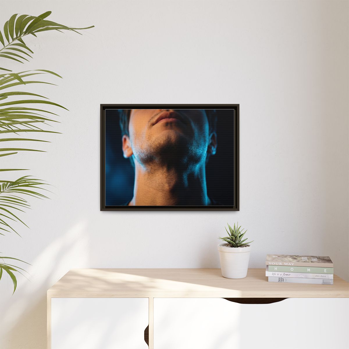 Matte Canvas, Framed - Neon Shadows Cinematic Portrait Art...