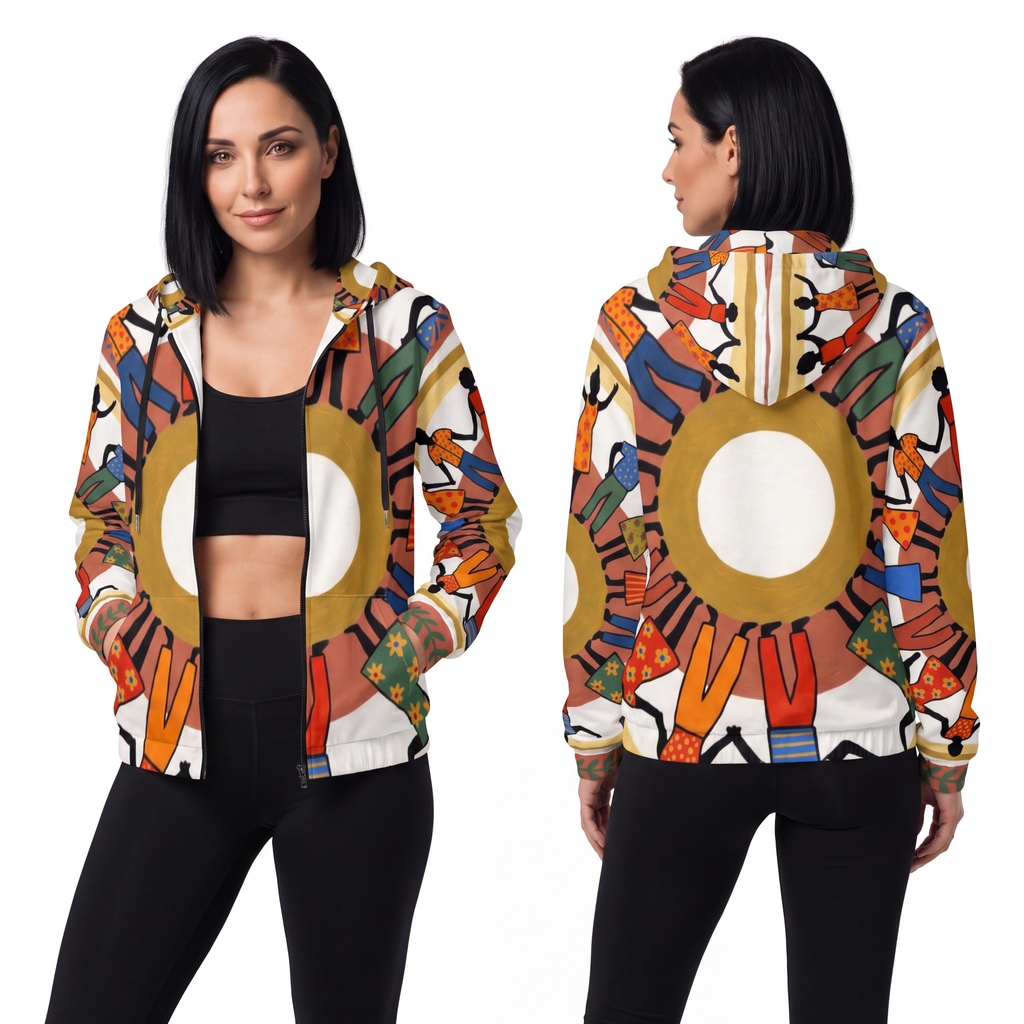 Women's Full-Zip Hoodie - Unity Mandala | Echovira Gallery