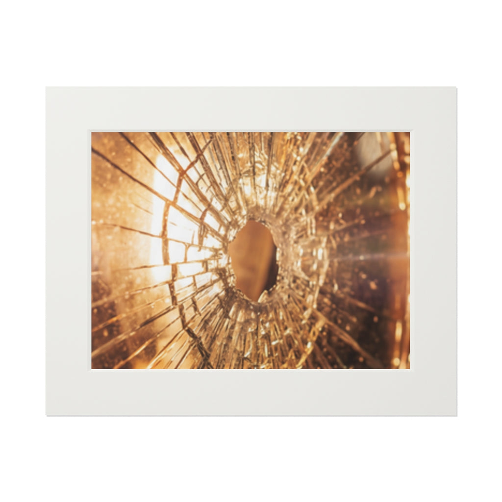Fine Art Prints - Golden Fractures Shattered Glass Art —......