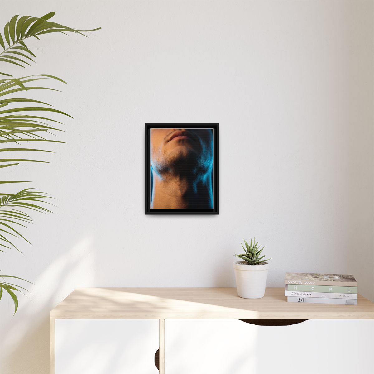 Matte Canvas, Framed - Neon Shadows Cinematic Portrait Art...