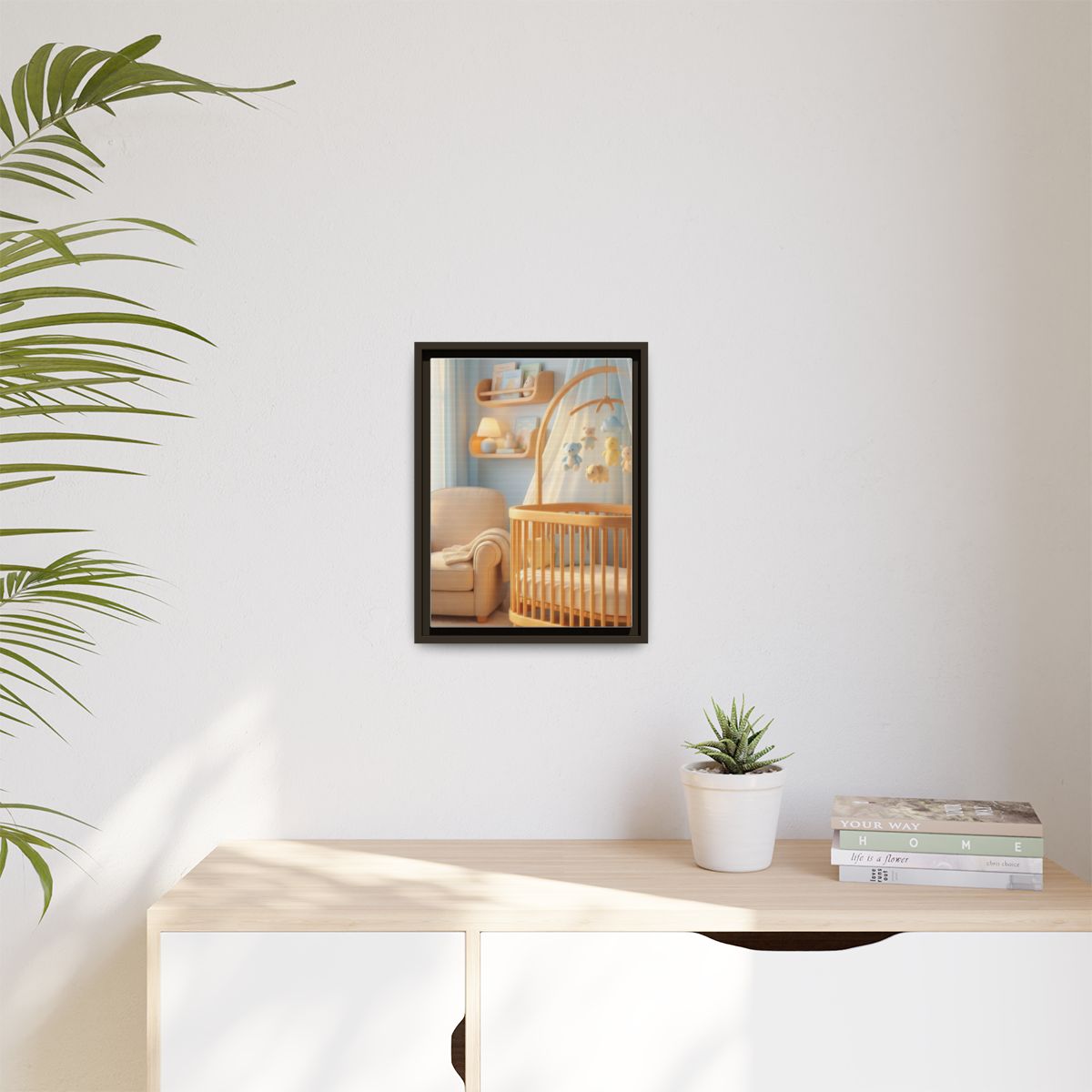 Matte Canvas, Framed - Dreamy Serene Nursery Art — Espresso...