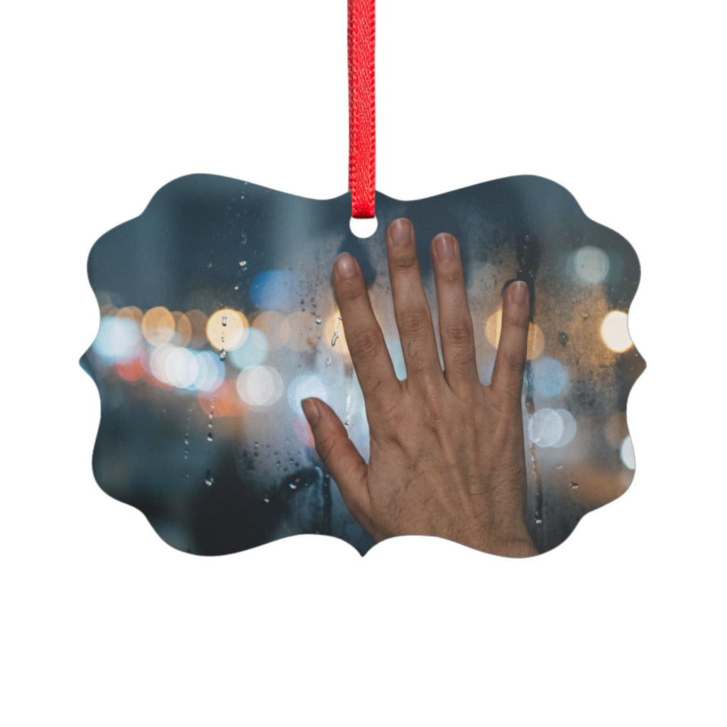 Moody Rainy City Window Acrylic Ornament