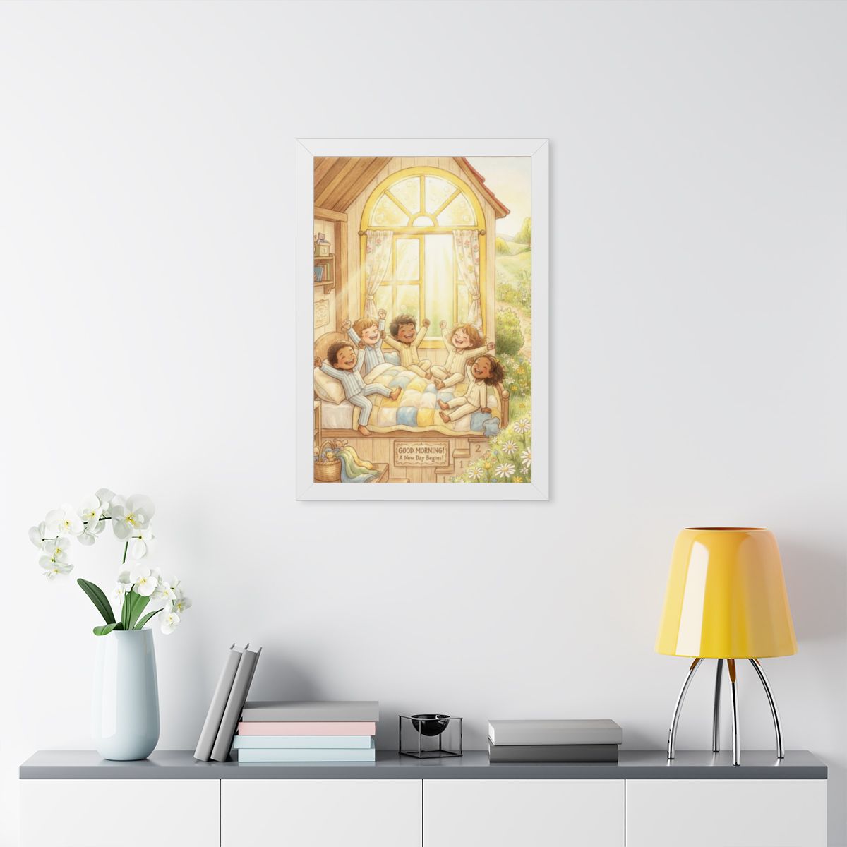 Framed Vertical Poster - Sunny Morning Loft — White (11×14...
