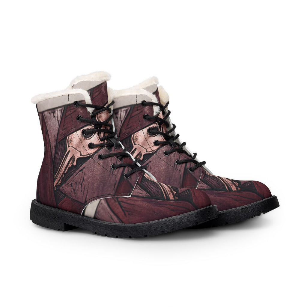 Men's Fur and Leather Boots with Key Art